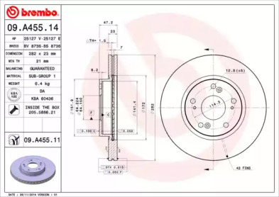 Диск гальмівний HONDA CIVIC передн., вент. (вир-во BREMBO)