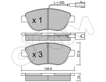 CIFAM PEUGEOT Тормозные колодки передн.307 01-,Citroen Berlingo,Fiat Doblo (с датчиком)