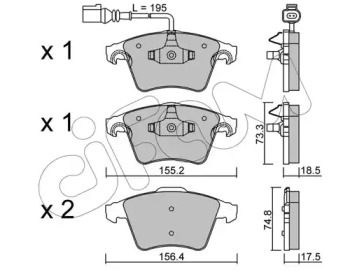 CIFAM VW гальмівні колодки передні з датчик.T5 03-