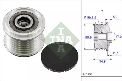 Шків генератора VAG 021 903 119 L 3.2 - 3.6 FSI 02- (Вир-во Ina)