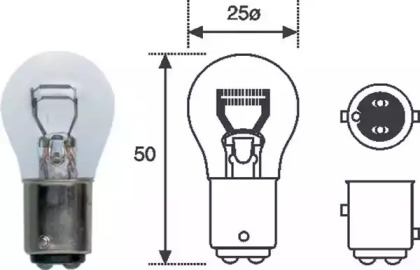 Лампа розжарювання P21/5W 12V BAY15d (вир-во Magneti Marelli)
