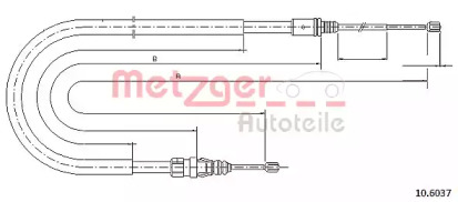 Трос ручника Peugeot 207/208/2008/Citroen C3 06- (1910/1103mm)