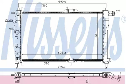 Радіатор охолодження DAEWOO NEXIA (94-) (вир-во Nissens)