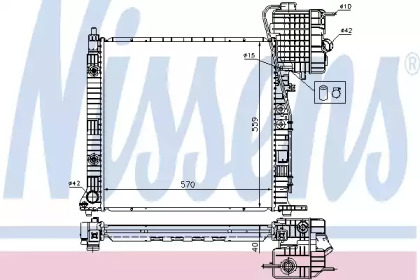 NISSENS MERCEDES Радіатор охолодження двиг. (built-in oil cooler) V-CLASS V200 CDI AUT. (569x558x40)