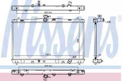 Радіатор охолодження TOYOTA CAMRY (XV5) (11-) 2.5 i 16V(вир-во Nissens)