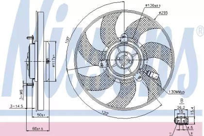 NISSENS VW Вентилятор радіатора Caddy 04-, Golf 04-, Passat, SKODA Octavia