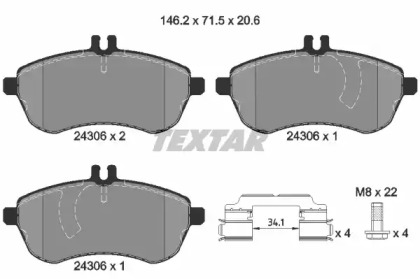 2430601 TEXTAR Гальмівні колодки до дисків